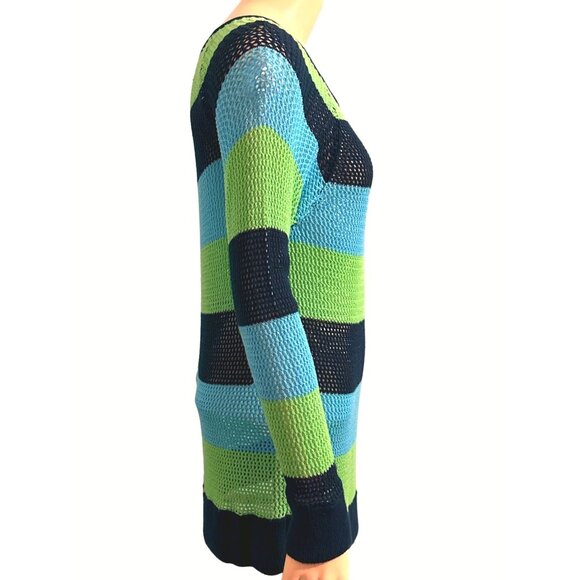 525 America Mesh Stripe Sweater Perfect For Beach Coverups Coastal Mischief - Picture 4 of 13